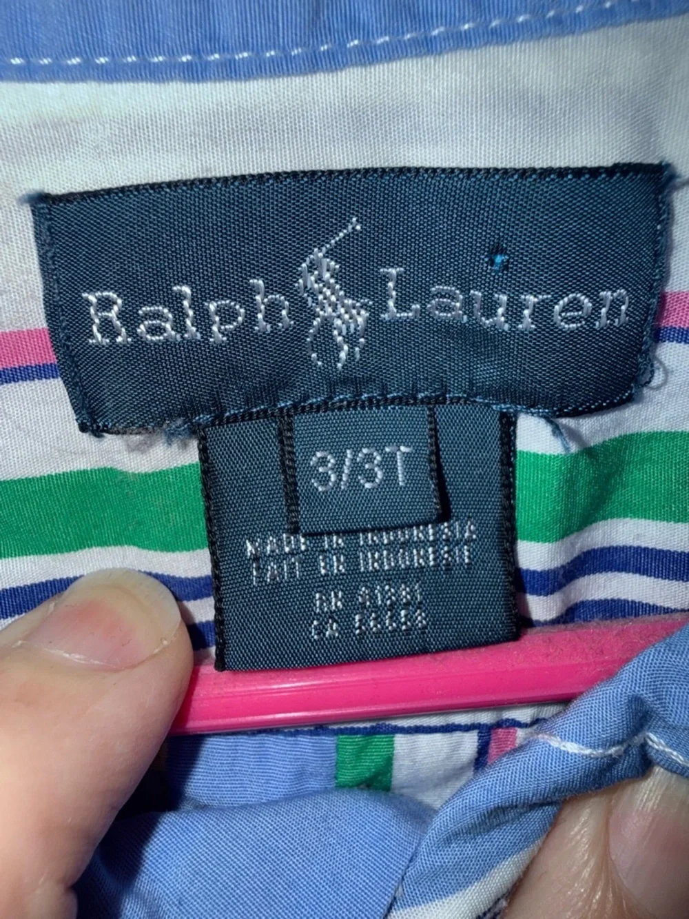 Ralph Lauren Boys' Multicolor Striped Button-Down Shirt - Blue/Green/White, 3/3T